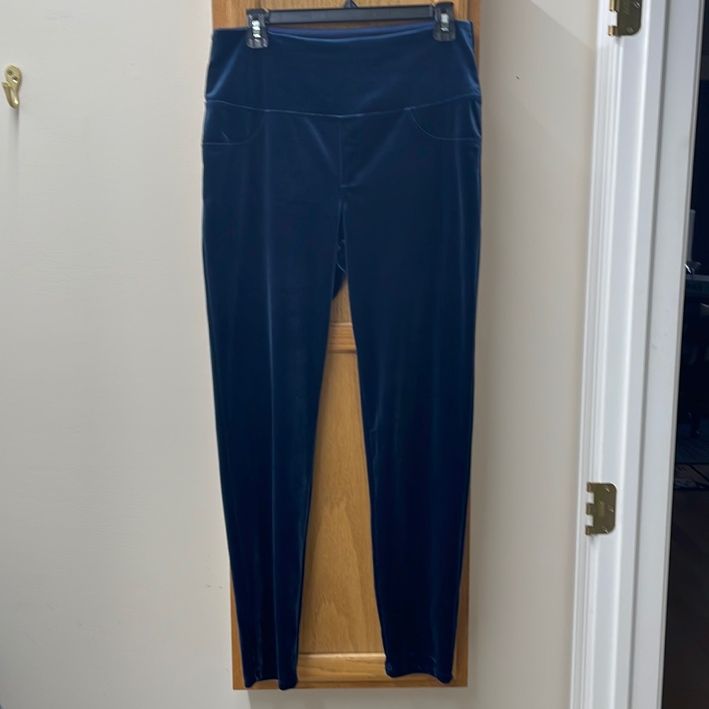 Ruby Ribbon ladies, midnight blue velvet leggings, size large